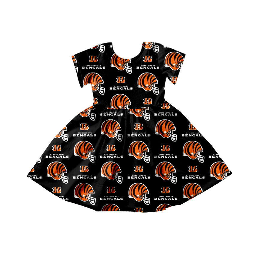 Baby Girls Bengals Team Football Knee Length Dresses preorder(MOQ 5)