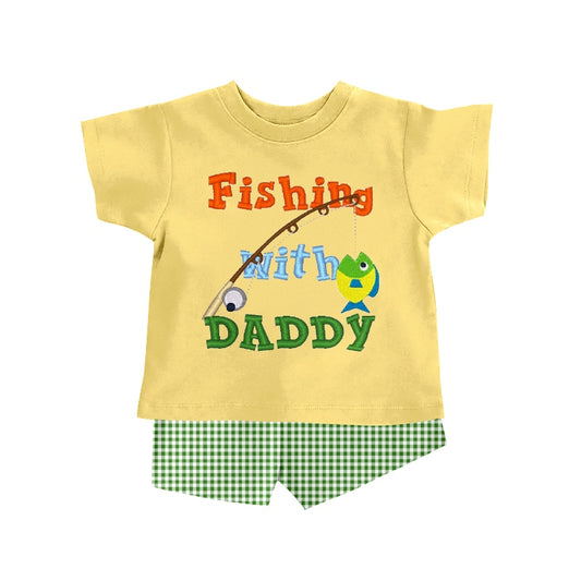 Baby Boys Summer Fishing with Daddy Top Shorts Clothes Sets Preorder(moq 5)