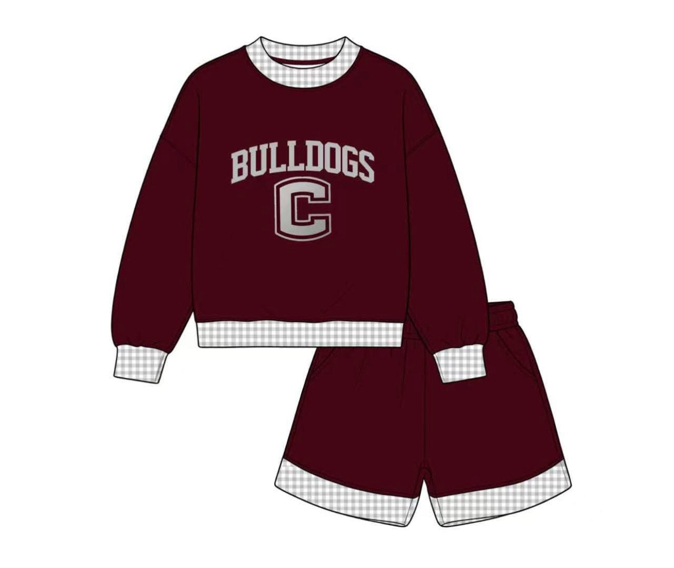 Preorder(moq 5)Baby Boys Yoga Long Sleeve Bulldogs Top Pockets Shorts Team Clothes Sets