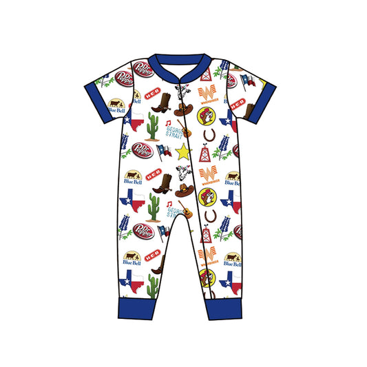 Baby Boys TX Zip Western Short Sleeve Rompers preorder(moq 5)