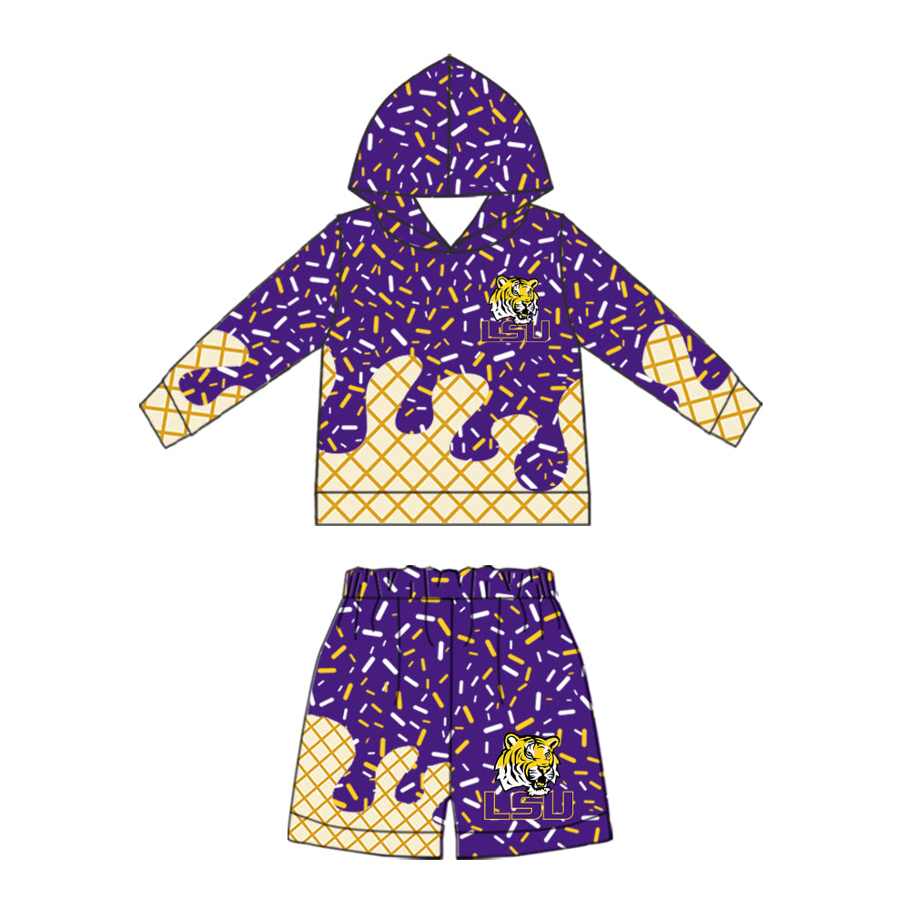 Preorder (moq 5) Baby Boys Sprinkles Louisiana Hoodie Short Team Clothes Sets