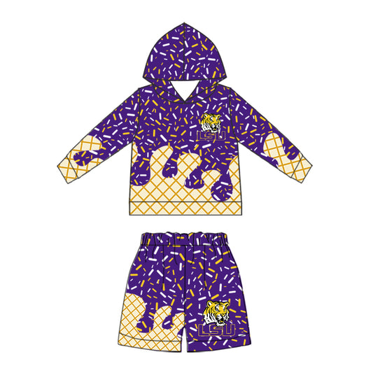 Preorder (moq 5) Baby Boys Sprinkles Louisiana Hoodie Short Team Clothes Sets