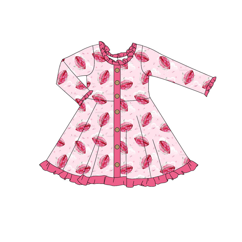 Baby Girls Pink Football Knee Length Dresses preorder(MOQ 5)