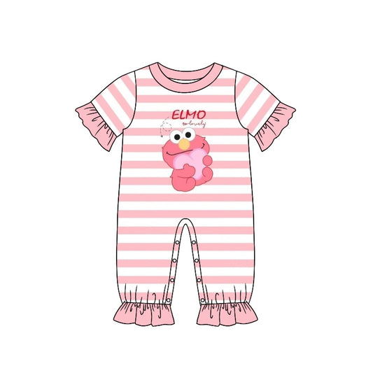 Baby Infant Girls Pink Cartoon Stripes Summer Rompers preorder(moq 5)