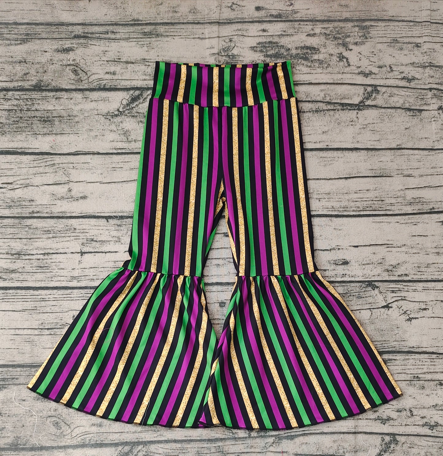 Baby Girls Mardi Gras Stripes Bell Bottom Pants