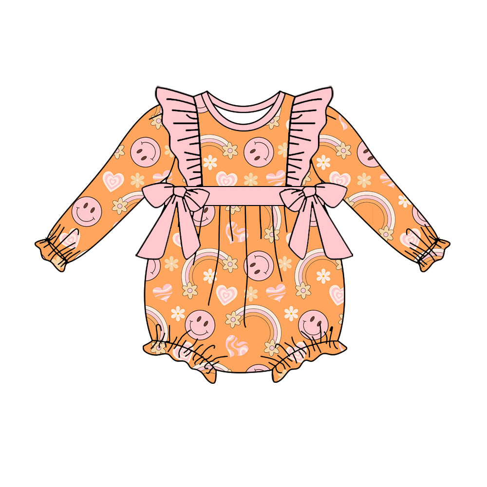 Baby Girls Smile Rainbow Long Sleeve Rompers preorder(moq 5)