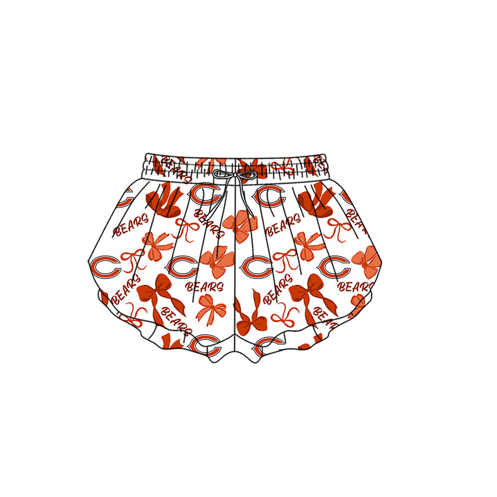 Preorder (moq 5)Baby Girls Chicago Bears Bows Team Ruffle Shorts Bottom