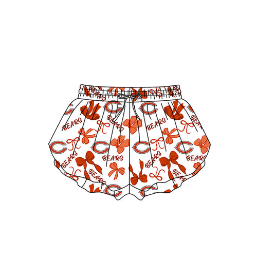 Preorder (moq 5)Baby Girls Chicago Bears Bows Team Ruffle Shorts Bottom