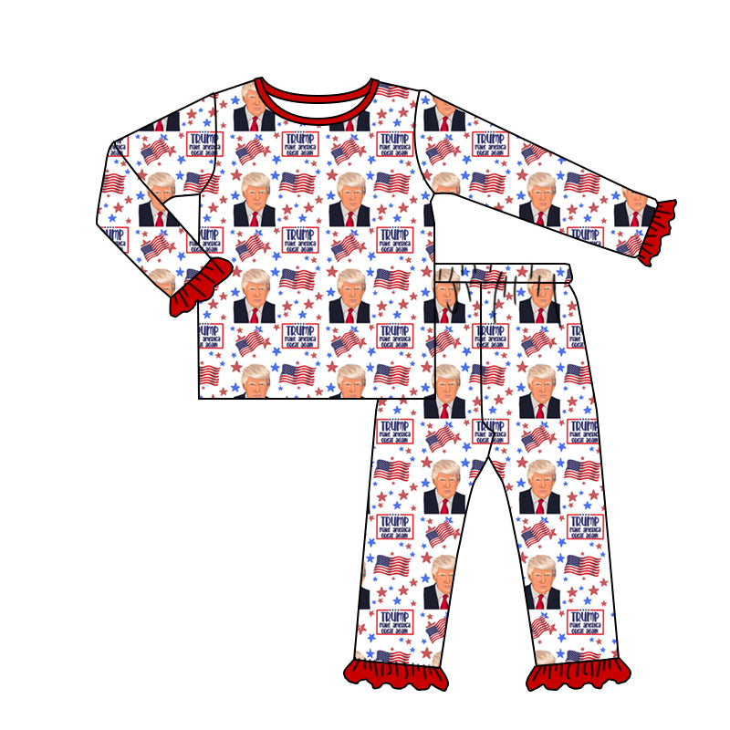 Baby Girls Trump Flag Top Pants Pajamas Clothes Sets split order preorder Nov 20th