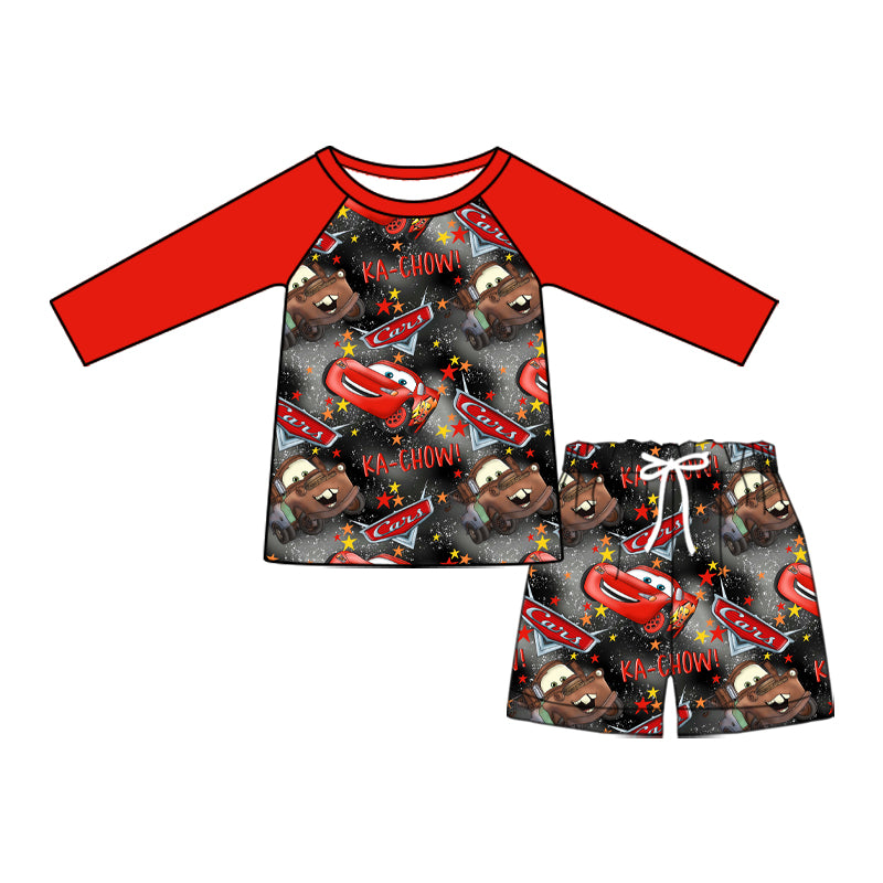 Preorder (moq 5)Baby Boys Cartoon Cars Long Sleeve Top Two Pieces Swimsuits