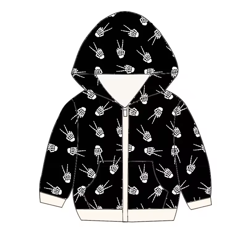 Baby Girls Halloween Black Hooded Tops Preorder(moq 5)