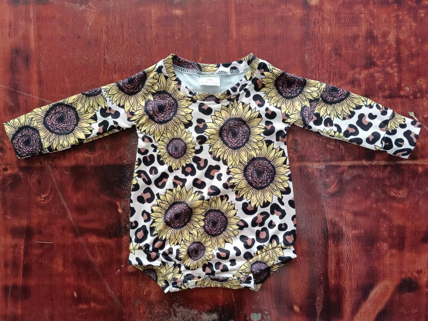 Baby Infant Girls Sunflowers Leopard Rompers preorder(moq 5)