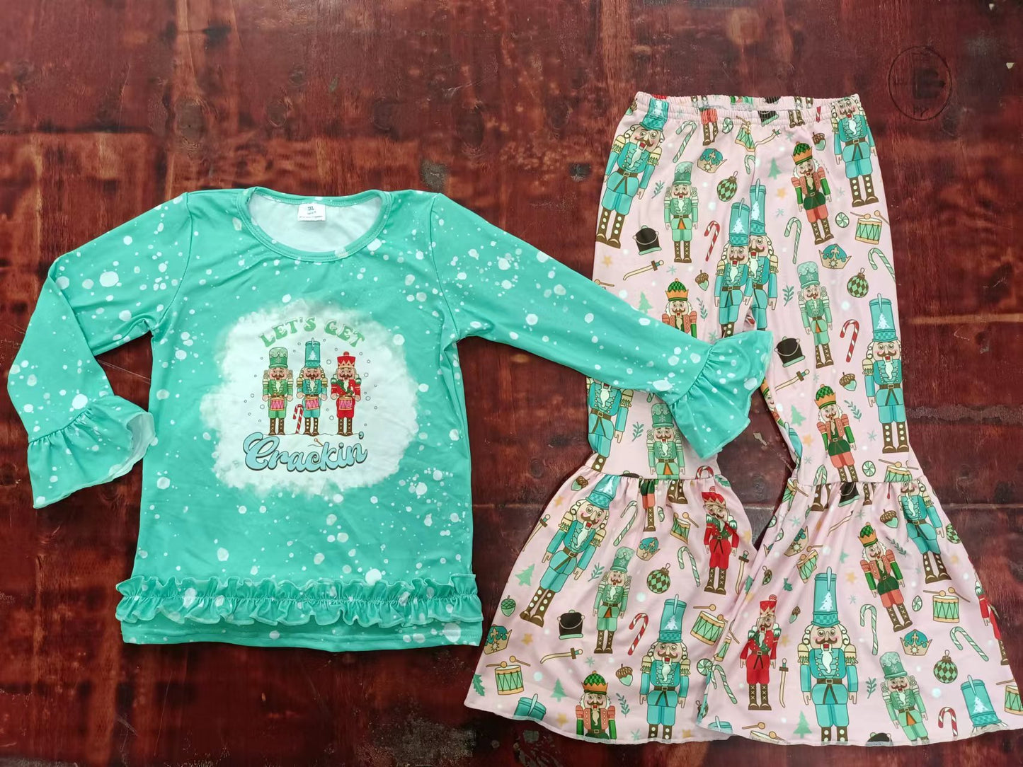 Baby Girls Christmas Soldier Shirt Top Bell Pants Clothing preorder(moq 5)