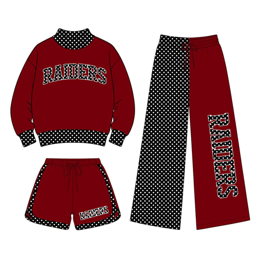 Preorder (moq 5) 3pcs Baby Girls Raiders Shirt Shorts Pants Team Clothes Sets