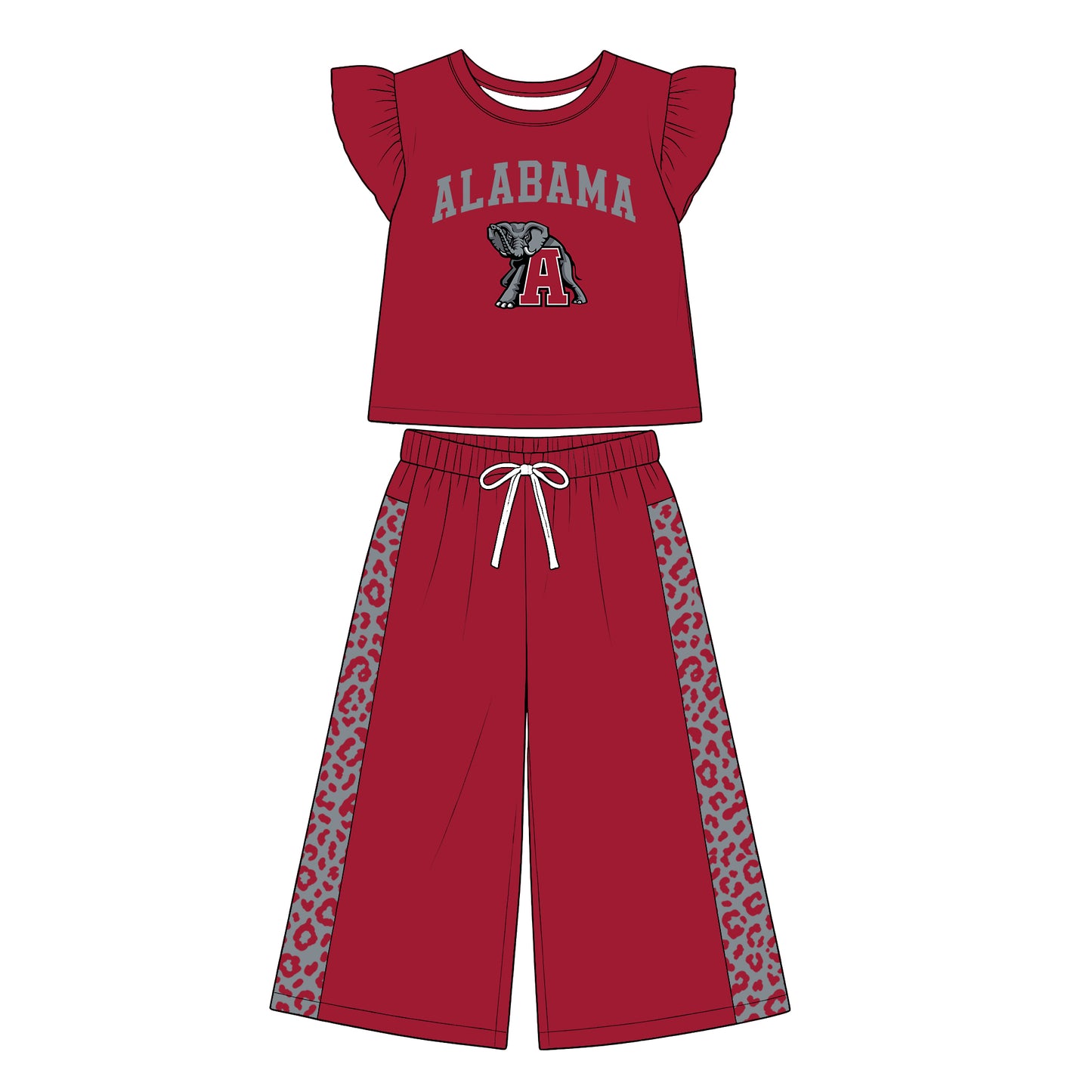 Preorder (moq 5)Baby Girls Flutter Sleeve Alabama Top Flare Pant Team Clothes Sets