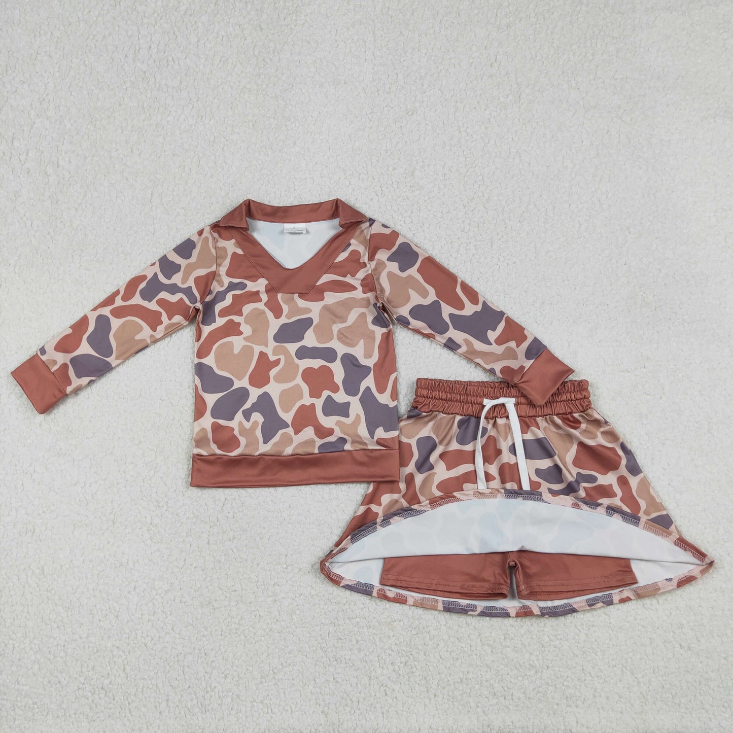 Baby Girls Southern Khaki Camo Long Sleeve Top Skirts Shorts Clothes Sets