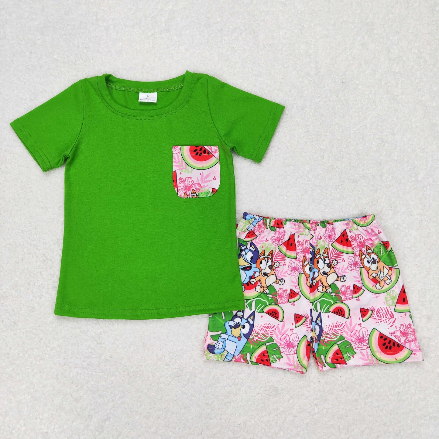 Baby Girls Watermelon Dogs Sibling Brother Rompers Clothes Sets