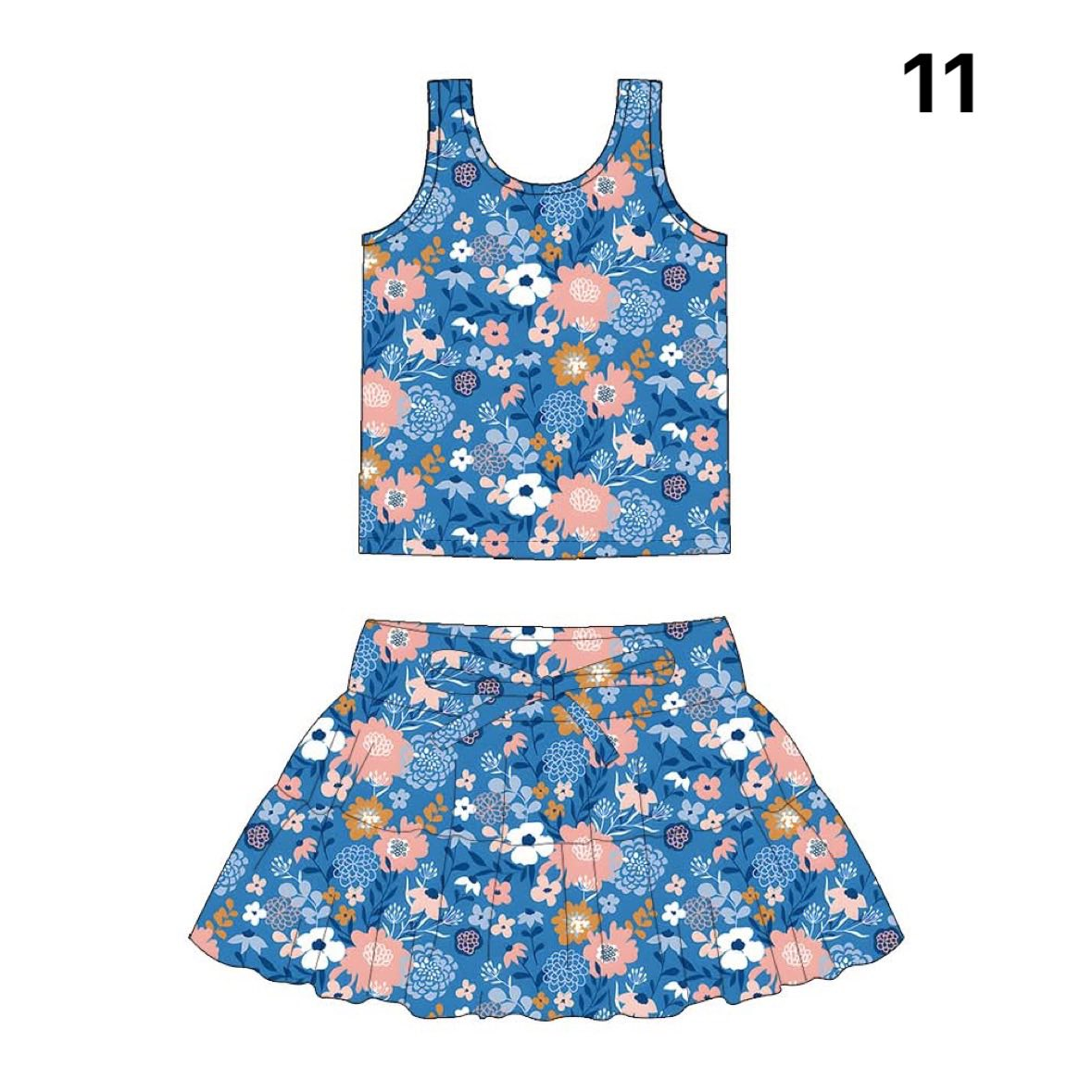 Preorder (moq 5)Baby Girls Colorful Flowers Vests Top Skirt Shorts Clothes Sets