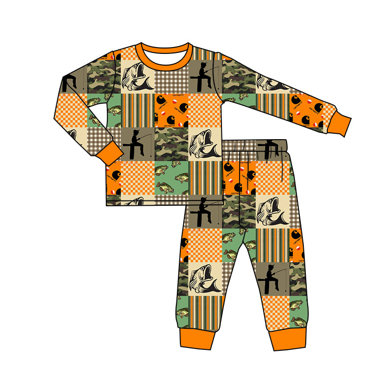 Baby Boys Hunting Fishing Top Pants Pajamas Outfits Clothes Sets preorder(MOQ 5)