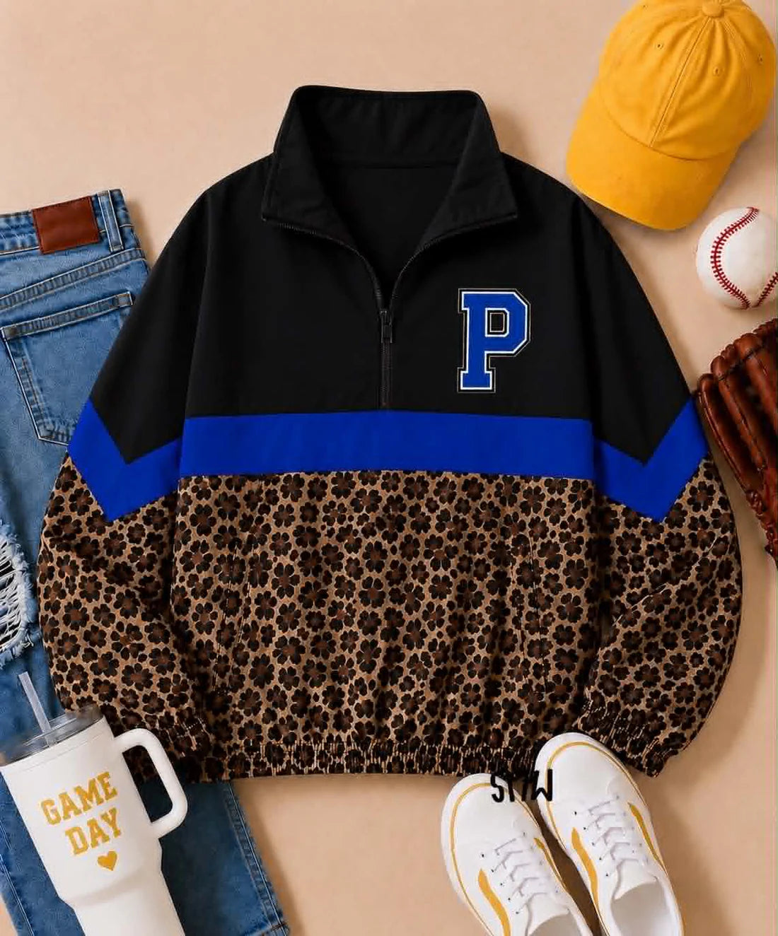 Preorder (moq 5)Baby Boys Long Sleeve Leopard P Team Zip Pullovers Tops