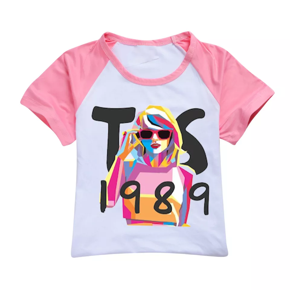 Baby Girls Pink Singer 1989 Short Sleeve Raglan Tee Shirts Tops Preorder(moq 5)