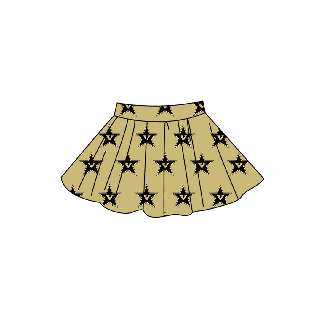 Preorder (moq 5)Baby Girls Gold V Team Skirt Shorts Bottom