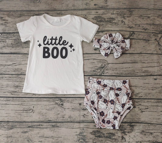 Baby Girls Halloween Little Boo Top Bummie Sets