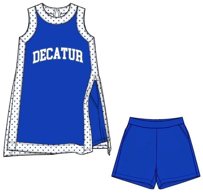 Preorder (moq 5) Baby Girls Sleeveless Decatur Split Tunic Pockets Short Team Clothes Sets