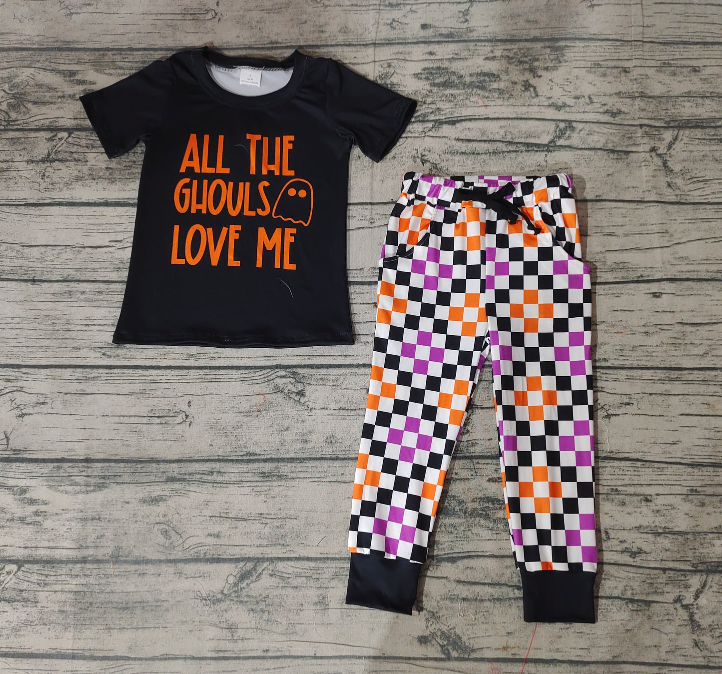 Baby Boys Halloween Ghost Checkered Pants Clothing Sets