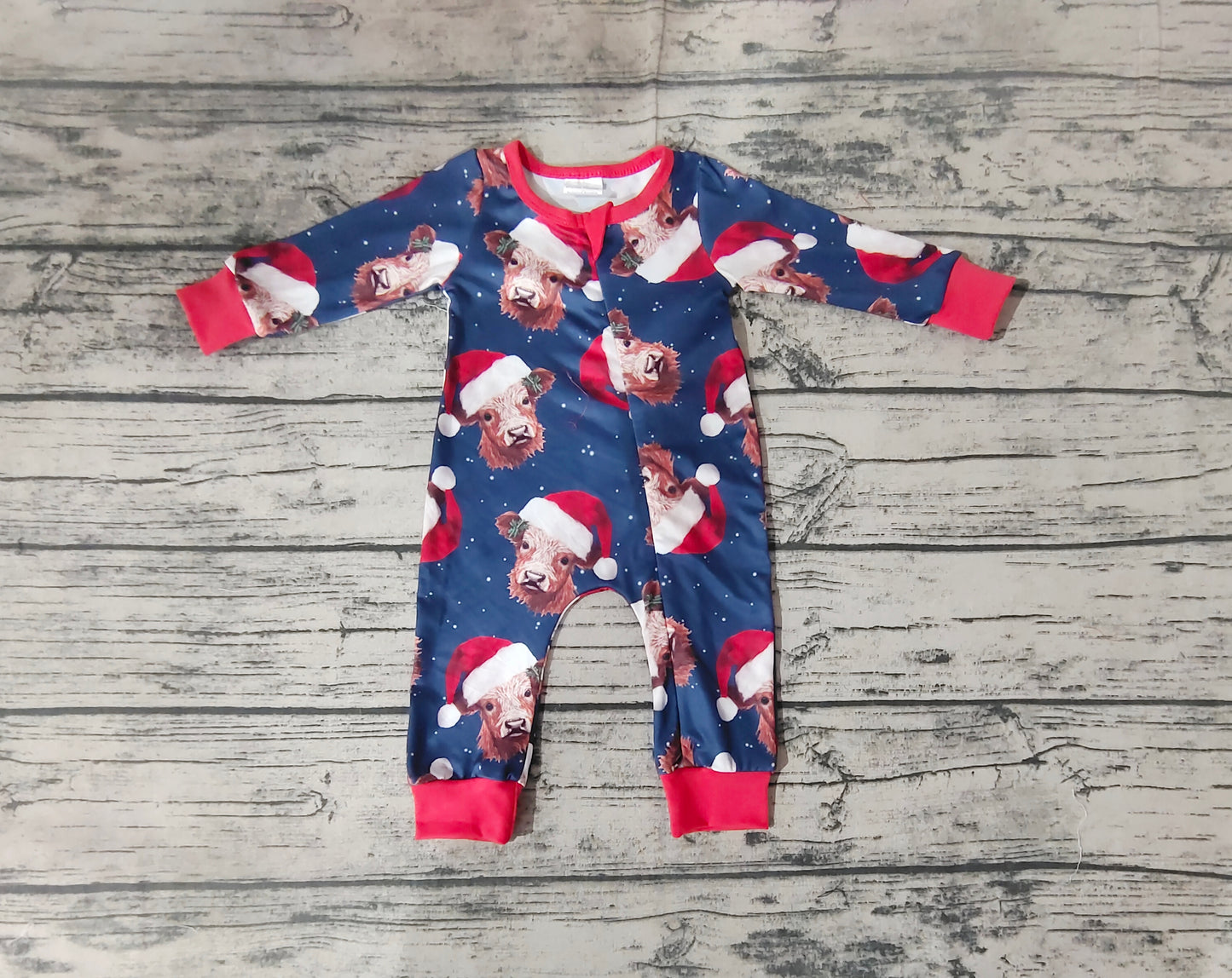 Baby Boys Christmas Highland Cow Long Sleeve Rompers