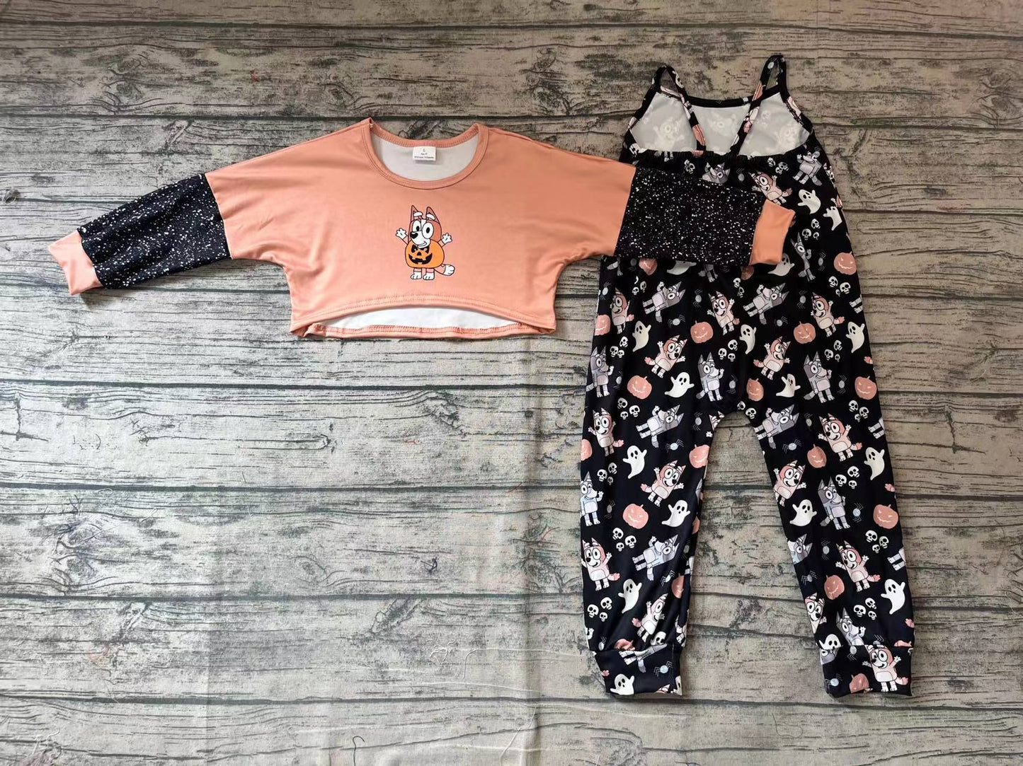 Baby Girls Halloween Dogs Top Jumpsuits 2pcs Clothes Sets