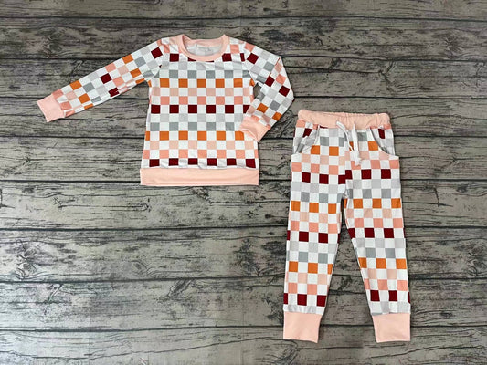 Baby Kids Thanksgiving Checkered Pants Pajamas Clothes Sets