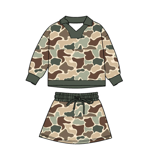 Preorder(moq 5) Baby Boys Khaki Brown Camo Long Sleeve Top Shorts Hunting Clothes Sets
