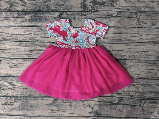 Baby Girls Doll Leopard Top Pink Tutu Knee Length Dresses