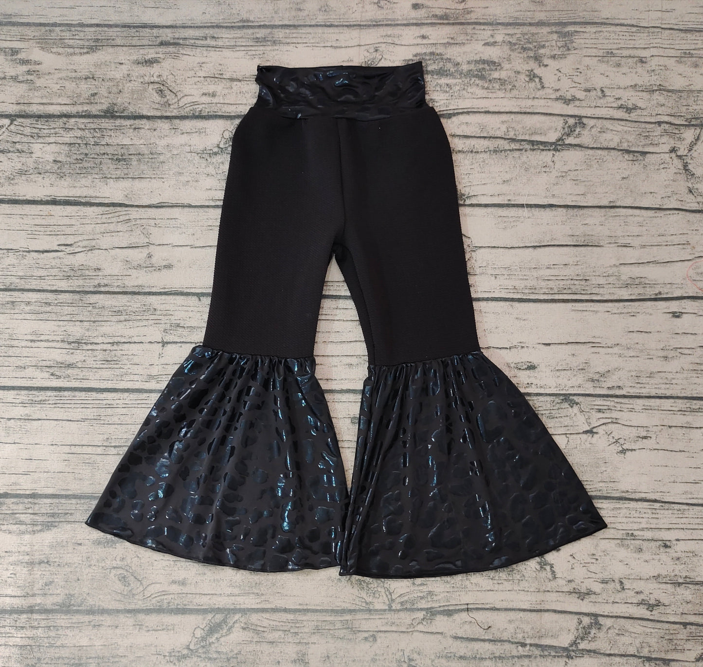 Baby Girls Black Leopard Bell Pants