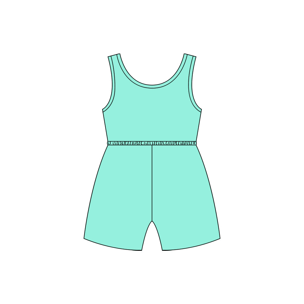 Preorder (moq 5)Baby Girls Turquoise Cotton Shorts Summer Jumpsuits