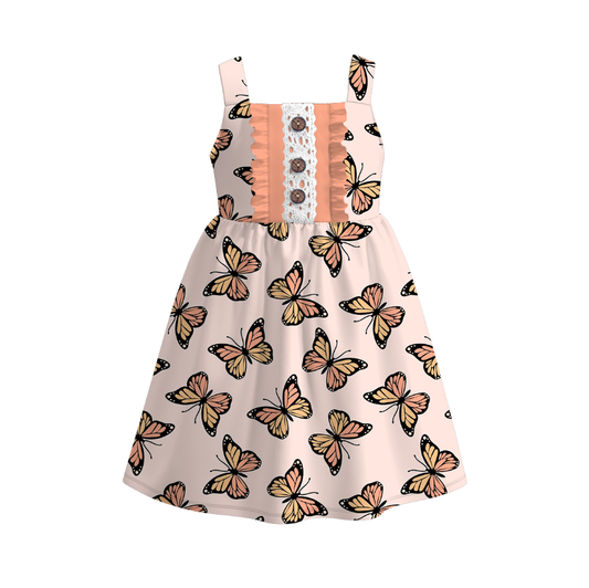 Baby Girls Butterfly Straps Knee Length Dresses Preorder(moq 5)