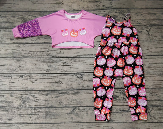 Baby Girls Halloween Pumpkin 2pcs Jumpsuits Clothing Sets