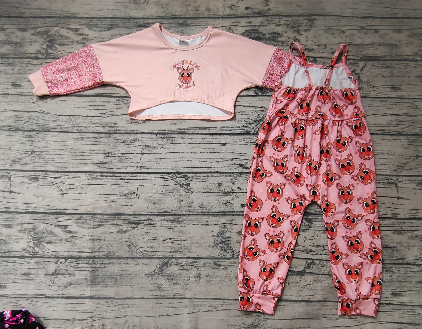 Baby Girls Mama's Little Reindeer 2pcs Jumpsuits Clothes Sets