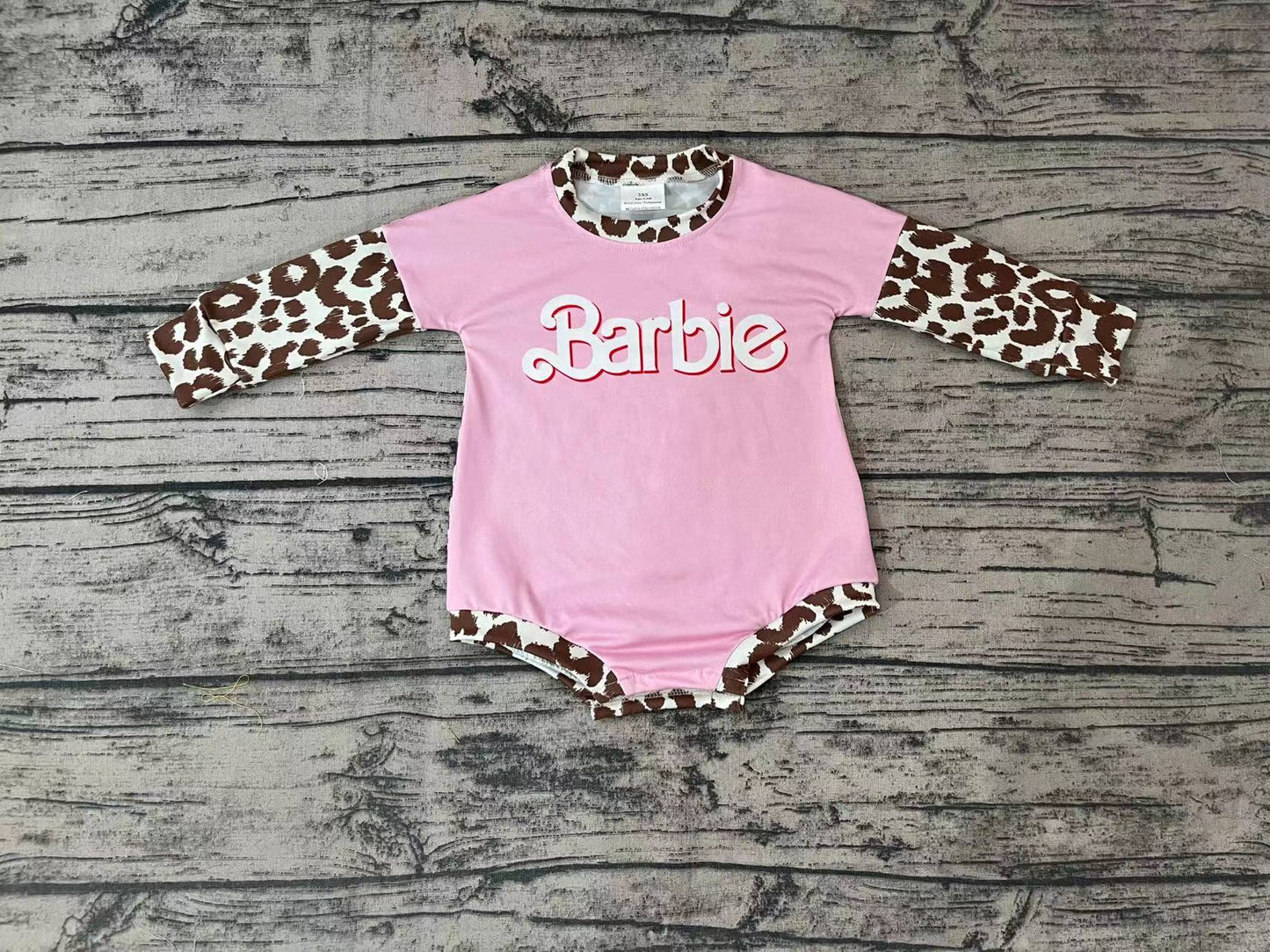 Doll Baby Girls Pink Leopard Long Sleeve Rompers