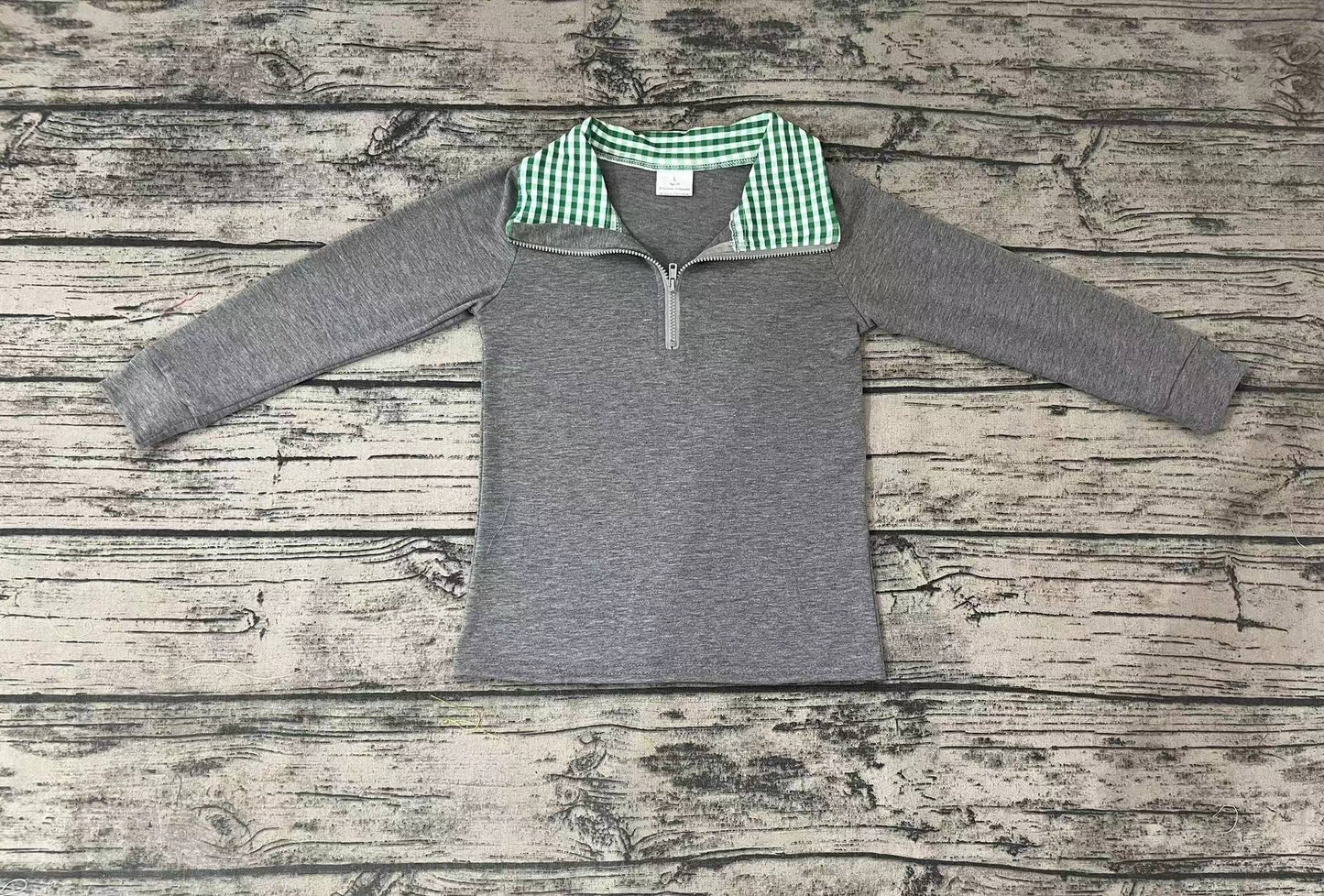 Baby Boys Green Plaid Long Sleeve Pullover Tee Shirt Tops