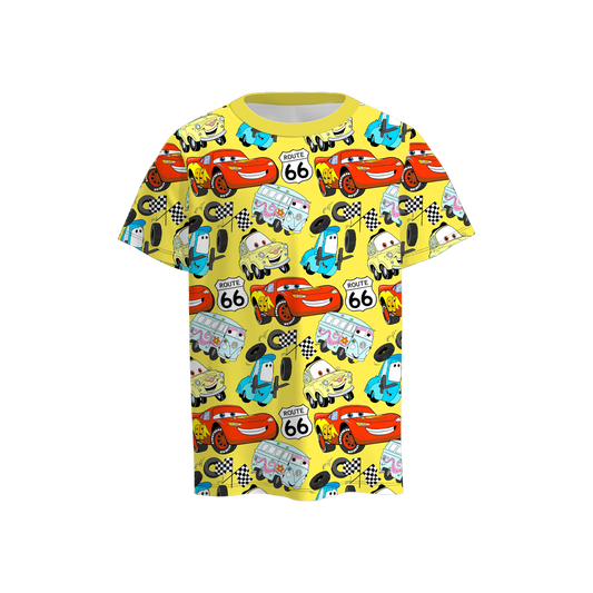 Baby Boys Cars Cartoon Yellow Racing Tee Shirts Tops Preorder(moq 5)