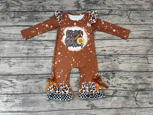 Baby Infant Girls Ruffle Football Pumpkin Leopard Rompers