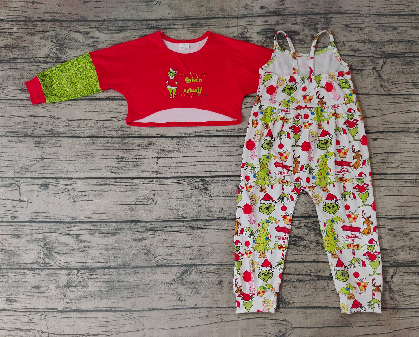 Baby Girls Christmas Green Frog 2pcs Jumpsuits Clothes Sets
