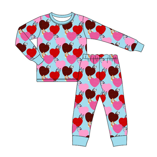 Baby Boys Valentines Hearts Dogs Top Pants Pajamas Clothes Sets preorder(MOQ 5)