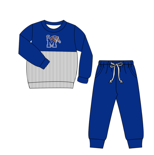 Preorder(moq 5)Baby Boys M Tigers Stripe Top Pockets Jogger Pants Team Clothes Sets