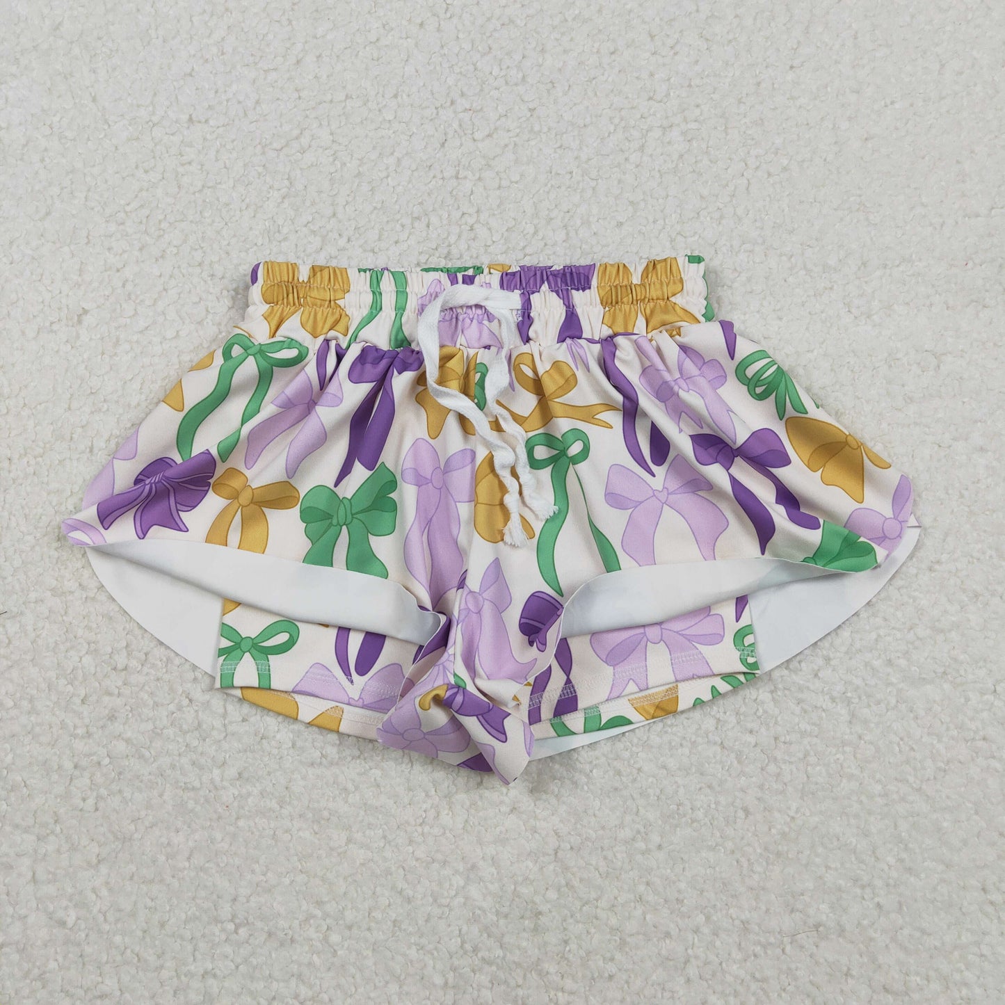 Baby Girls Mardigras Bows Plaid Yoga Active Shorts Bottoms