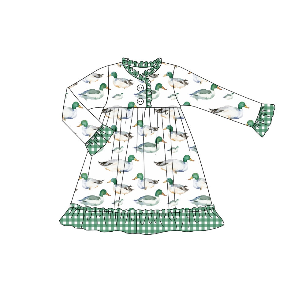 Baby Girls Duck Green White Gowns Dresses Preorder(moq 5)