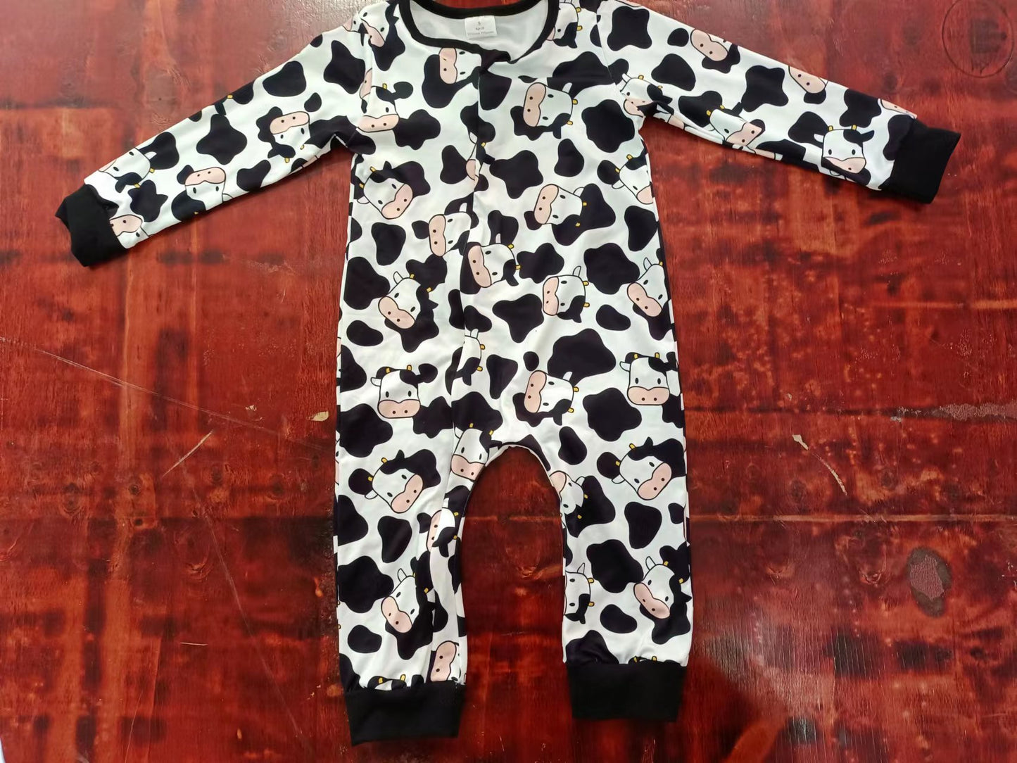 Baby Infant Girls Cows Zip Long Sleeve Rompers preorder(moq 5)