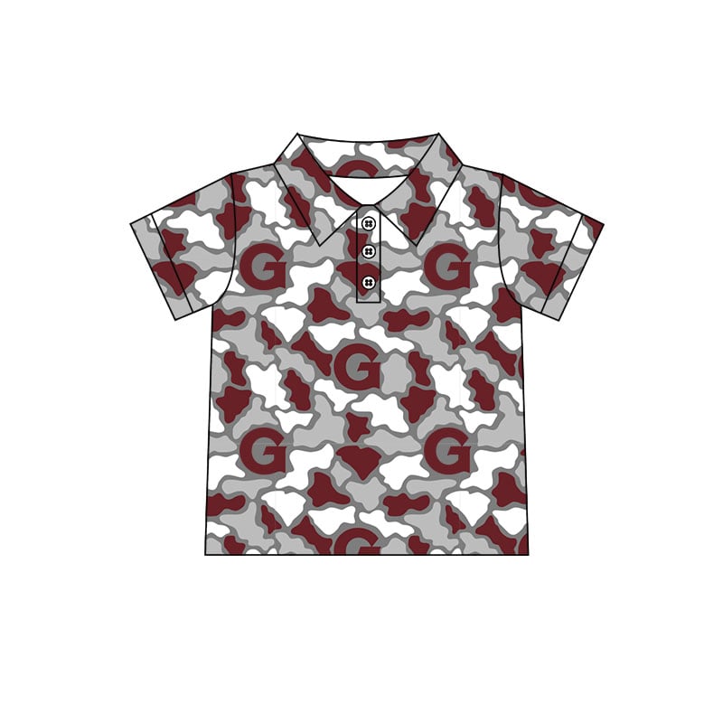 Preorder (moq 5)Baby Boys Short Sleeve Camo G Team Button Polo Shirts Top